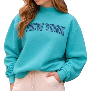 Sweat-shirt à col montant brodé tendance pour femme, coupe oversize, en molleton de coton doux, respirant, chaud et confortable pour l'hiver - Product Image 1