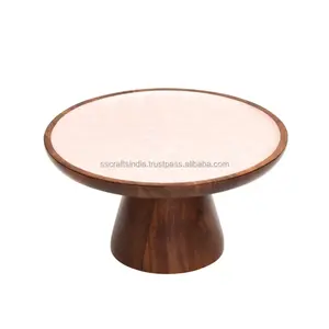 Luxury Ins Style <b>White</b> Enamel Wooden <b>Cake</b> <b>Stand</b> with Black Marble Top Decorative Cupcake Display for Weddings and Parties - Product Image 1