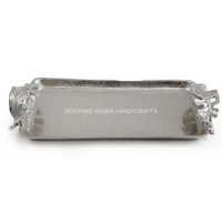 Grand plateau orné en aluminium argenté Plateau décoratif de luxe Mariages Hôtels Restauration Élégant Plateau de service en métal Vente en gros