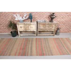 Tapis turc vintage, tapis Kilim 3,1x9,9 pieds, tapis rayé brun - Product Image 2