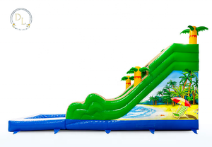 Commercial Giant Kids Adults Tropical Inflatable Beach Water <strong>Slide</strong> With <strong>Swimming</strong> <strong>Pool</strong> for Sale - Product Image 3