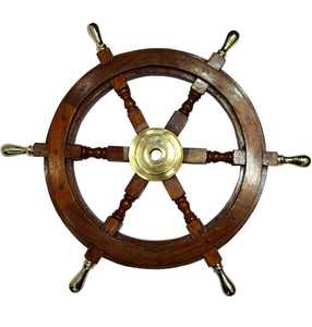 Roue de bateau en bois antique de 42 pouces pour décoration intérieure nautique Roue en laiton murale pour bateau ou marine Pièce de tuyau artisanale - Product Image 6