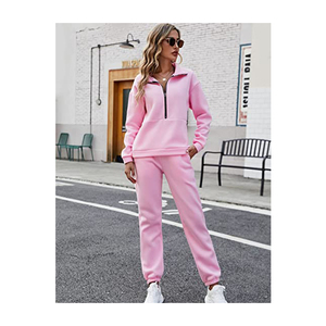 Sudadera de gran tamaño para mujer, conjunto de pantalones para correr, cuello levantado, Sudadera con capucha en blanco, patrón sólido, pantalones de chándal decorados con Vintage - Product Image 3