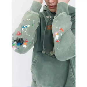 Sudadera con Capucha de Algodón 100% Pesado, Estilo Urbano Otoñal, Personalizada, Última Moda 2025, Transpirable, con Lavado Ácido - Product Image 5