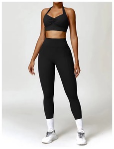 High Quality Custom Logo Print Yoga Sets for Woman Sports Bra and V Back Yoga Pants Workout Clothes Women's <b>Plus</b> <b>Size</b> - Product Image 6