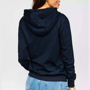 2025 nouveauté bleu marine coton polaire femmes sweats à capuche décontracté Logo personnalisé broderie impression hiver fermeture éclair à capuche manteau - Product Image 2