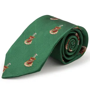 China Necktie Supplier Custom Fraternities Sororities Accessories Woven Jacquard Green Kappa Sigma Logo Neck Tie for Men