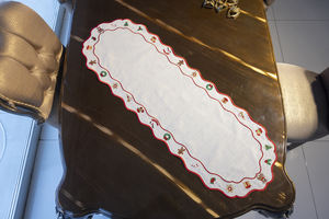 Ornement de Noël brodé rond napperon 38 cm réutilisable Style Vintage anti-dérapant caractéristique motif végétal pour un usage de mariage à la maison - Product Image 6