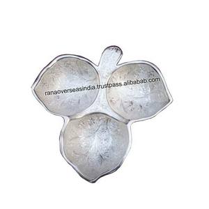 Plateau élégant en argent plaqué avec trois compartiments, parfait pour servir des fruits secs, des bonbons, des collations et des fruits à la maison, meilleur prix - Product Image 2