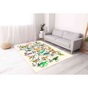 Dinosaur <b>Alphabet</b> Rug: 3D <b>Printed</b> Kids Nursery Decor,With Pile Soft Rug - Product Image 1
