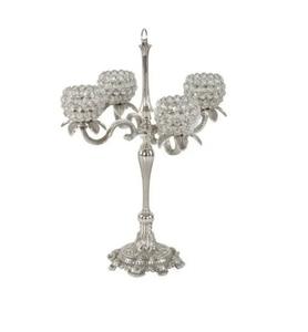 Candelabro de Metal Plateado Hecho a Mano, Elegante y Fabuloso Portavelas de Cristal, Centro de Mesa Decorativo para Bodas, Relieve - Product Image 1