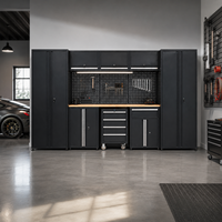 Armoire de rangement d'outils de garage industrielle en acier SPCC de 3,3 m avec plan de travail, panneau perforé et tiroirs verrouillables, personnalisable OEM ODM