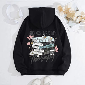 Sudadera con Capucha forrada de lana para mujer Estampado floral Versátil Casual Manga larga Estilo callejero Tela de poliéster Otoño Invierno Sudadera con capucha - Product Image 3