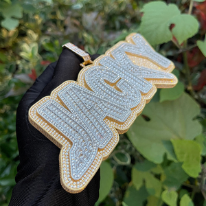 Personalice su propio collar con nombre de colgante de Hip Hop Plata de ley chapada en plata con moissanita para fiestas y regalos infantiles - Product Image 2