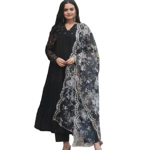 DERNIÈRE CONCEPTION DOUX ORGANZA SOIE FLORALE SÉQUENCE ANARKALI ROBE - Product Image 1