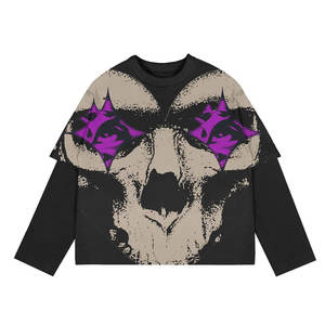 Camiseta de Manga Larga con Estampado Digital Artístico en Tela Transpirable, Diseño con Tinta en Relieve, Camiseta Informal de Estilo Urbano - Product Image 4