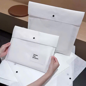 Non-woven Fabric Eco-friendly Durable <b>Drawstring</b> Long Disposable Document Envelope Button Closure Storage Pouch Custom Logo <b>Bag</b> - Product Image 1