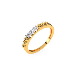 Magnifique alliance éco-responsable à trois pierres en diamant de laboratoire, pour un éclat quotidien, avec 0,12 ct |   En or jaune, blanc et rose 9 carats - Product Image 2