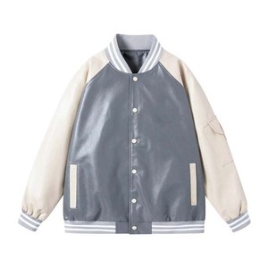 Chaqueta de bombardero de cuero de lona de alta calidad para hombre, abrigo de béisbol universitario transpirable de gran tamaño de otoño con diseño OEM - Product Image 5
