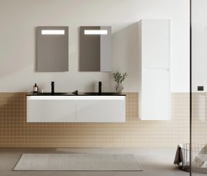 Meuble de salle de bain Lisbon élégant avec finition en verre fumé - Product Image 2