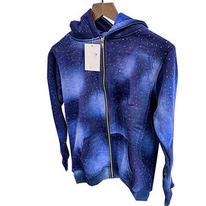 Sudadera con capucha y cremallera transpirable de fabricante personalizado lavada vintage con diamantes de imitación desteñidos por el sol estilo con capucha de tela polar - Product Image 6