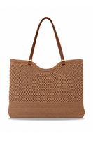 Bolso de Hombro Tejido para Mujer con Correa de Cuero, Bolso Tote Casual Elegante, Bolso de Ganchillo a la Moda, Bolso Tejido para Uso Diario