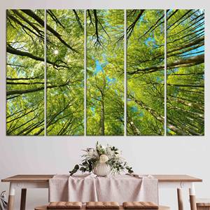 Elegante Lienzo de Vidrio Templado con Diseño de Árbol: Decoración Personalizada para Dormitorio, Juego de 5 Lienzos - Product Image 1