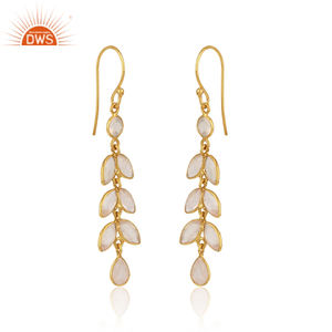 Pendientes colgantes de piedras preciosas de cuarzo rosa natural chapados en oro de 18 quilates de la mejor calidad, fabricante de joyería fina Demi - Product Image 3