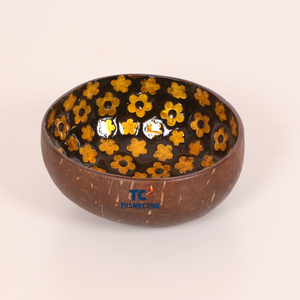 Cuencos de coco al por mayor más vendidos, nácar con incrustaciones florales naturales hechos en Vietnam - Product Image 1