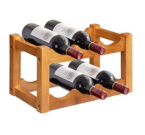 Caddy de bar en bois d'acacia en bois de manguier fait à la main à 2 niveaux personnalisable pour le service de bouteilles de vin et le stockage dans la cuisine Conception OEM disponible - Product Image 1