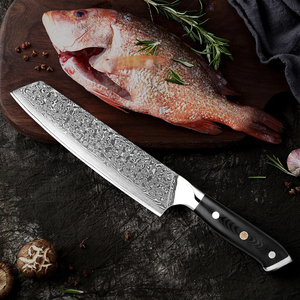 Venta al por mayor personalizado de alta calidad OEM ODM servicio Damasco cuchillo de Chef japonés Super acero cuchillo de cocina mango negro cuchillo afilado - Product Image 5