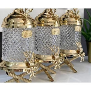 Recipiente para Especias de Acero Inoxidable Repujado, Diseño Moderno y Lujoso, Tamaño Estándar, Acabado Dorado Pulido, Diseño Trenzado, Conservación de Frescura DC - Product Image 1