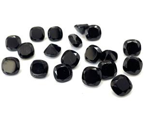Espinela negra natural de 7mm, corte de cojín facetado, cojín de espinela negra suelta, piedra preciosa cortada - Product Image 1