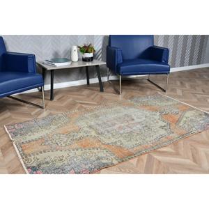 พรมวินเทจ 3.37x6.4 ฟุต สีส้มเทา พรมขนสัตว์แบบตะวันออก ตุรกี - Product Image 4