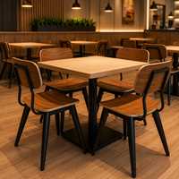 Ensemble table et chaises en bois rustique pour bistrot et café, mobilier commercial en métal, chaise pour restaurant, hôtel, fast-food et pizzeria, vente en gros