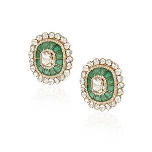 Emerald Cut <b>Pearl</b> Stud <b>Earrings</b> in 18k <b>White</b> Gold Ethnic Trendy Wedding Gift - Product Image 3