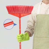 Balai à tête large en soie glacée rouge et jaune, avec manche en bois, pour le nettoyage domestique, en classe et dans la salle de bain
