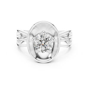 Bague de fiançailles en or jaune 14 carats avec diamant rond de laboratoire |   Nouveau diamant cultivé - Product Image 4