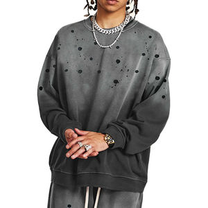 เสื้อสเวตเตอร์โอเวอร์ไซส์สำหรับผู้ชายผ้าคอตตอนผ้าเกล็ดปลาเสื้อสเวตเชิ้ตสำหรับผู้ชายซักเป็นกรดสำหรับผู้ชายใส่100% โลโก้ได้ตามต้องการ - Product Image 5