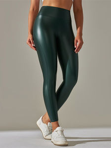 Vente en gros de leggings de yoga sans couture pour femmes de dernier style vêtements de yoga taille moyenne avec leggings d'entraînement à motif solide - Product Image 3