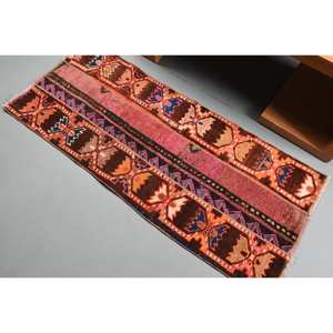 Alfombra de tejido plano de lana con estampado Kilim de 2,1x5,1 pies, estilo turco, rosa, marrón, alfombra para sala de estar, diseño de pasillo rectangular de látex - Product Image 4