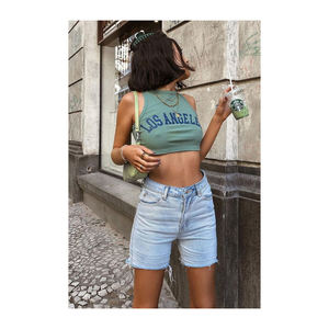 กางเกงขาสั้นผ้ายีนส์ระบายอากาศได้ดีสำหรับผู้หญิงผ้าทอจากผู้ผลิตไก่งวง - Product Image 4