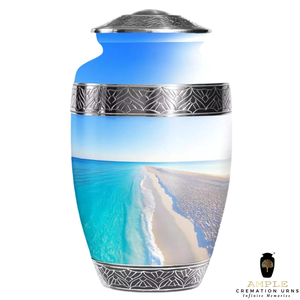 River view Metal Cremation <b>Urn</b> Premium Aluminum Memorial <b>Urn</b> with Meena Coating <b>Large</b> 220 cu in Capacity Leakproof & Engravable - Product Image 2