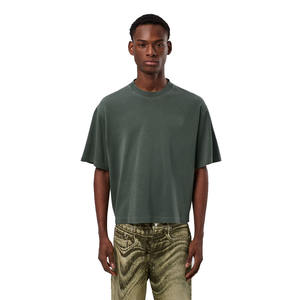 Léger hommes Vintage recadrée t-shirts sur mesure blanc goutte épaule recadrée t-shirts pour hommes et femmes en bas quantité minimale de commande - Product Image 1