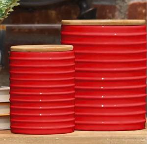 Elegante Juego de 2 contenedores de almacenamiento galvanizados con tapa de madera, perfecto para despensa de cocina, hogar y usos de exhibición de la India - Product Image 4