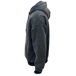 Sweat-shirt à capuche personnalisé lavé, logo imprimé OEM, rétro, surdimensionné, en coton, pull décontracté, sweat-shirt délavé pour hommes - Product Image 3