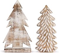 Ensemble de figurines de sapin de Noël en bois de manguier blanchi réaliste, pliable, léger, résistant à la poussière, écologique et de haute qualité, facile à assembler