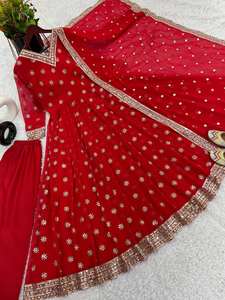 ชุดเดรส Anarkali งานปักลายนูนประดับเลื่อม ผ้าจอร์เจียต์เทียมเนื้อหนา คุณภาพสูง ดีไซน์ล่าสุด สำหรับงานแต่งงาน โดย FabZone - Product Image 3