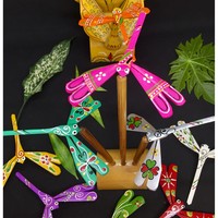 Libellule en bambou peinte de qualité supérieure, écologique, pour jeu d'équilibre pour enfants, décoration de vacances et cadeau, disponible en plusieurs couleurs