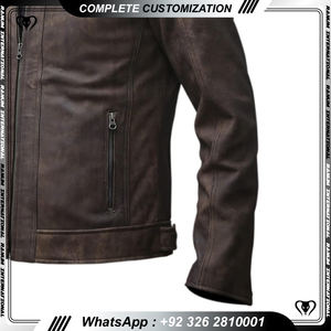 แจ็คเก็ตหนังวัวแท้ 100% คุณภาพสูง คอตั้ง สำหรับฤดูหนาว สีดำล้วน กันน้ำ เป็นมิตรกับสิ่งแวดล้อม แฟชั่นผู้ชาย สั่งทำได้ MOQ ต่ำ - Product Image 3